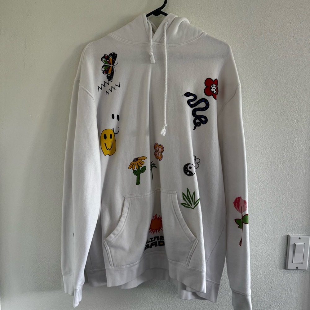 PacSun White Embroidered Hoodie Size XL